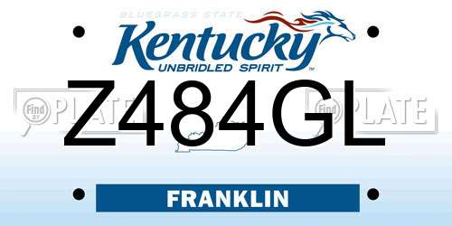 Z484GL Kentucky License Plate