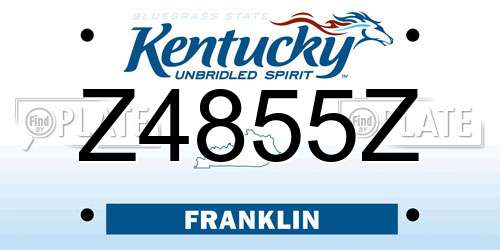 Z4855Z Kentucky License Plate