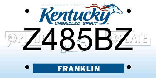 Z485BZ Kentucky License Plate