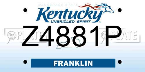 Z4881P Kentucky License Plate