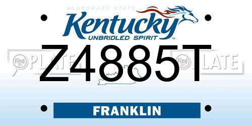 Z4885T Kentucky License Plate
