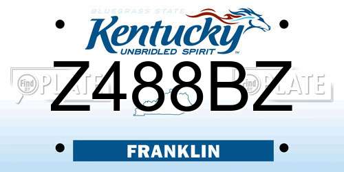 Z488BZ Kentucky License Plate