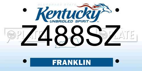 Z488SZ Kentucky License Plate