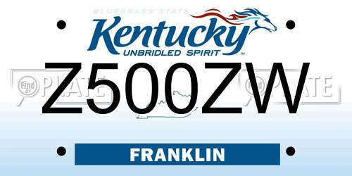 Z500ZW Kentucky License Plate