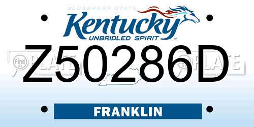 Z50286D Kentucky License Plate