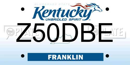 Z50DBE Kentucky License Plate