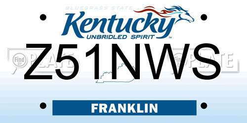 Z51NWS Kentucky License Plate