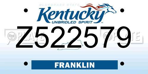 Z522579 Kentucky License Plate
