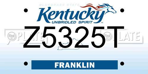 Z5325T Kentucky License Plate