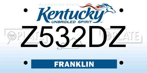 Z532DZ Kentucky License Plate