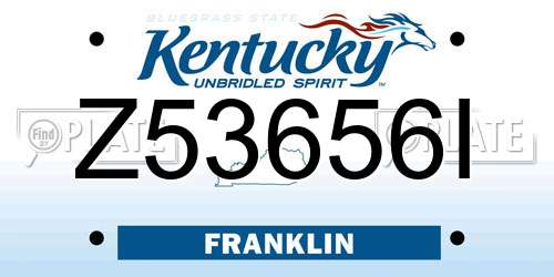 Z53656I Kentucky License Plate
