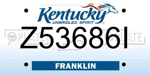 Z53686I Kentucky License Plate