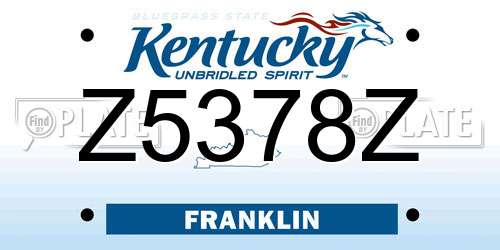 Z5378Z Kentucky License Plate