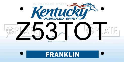 Z53TOT Kentucky License Plate