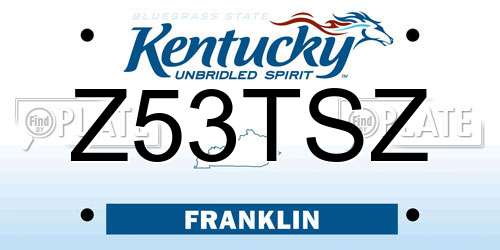 Z53TSZ Kentucky License Plate