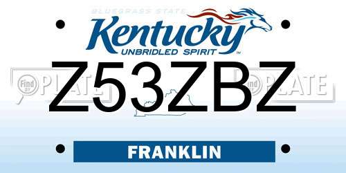 Z53ZBZ Kentucky License Plate