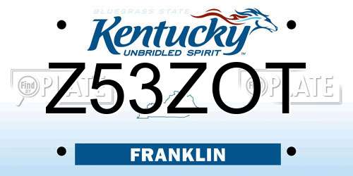 Z53ZOT Kentucky License Plate