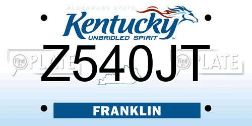 Z540JT Kentucky License Plate