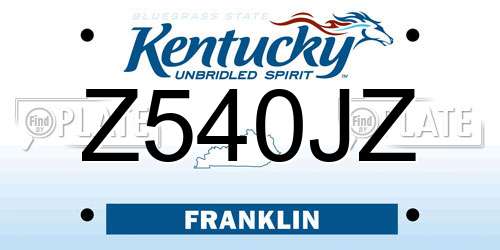 Z540JZ Kentucky License Plate