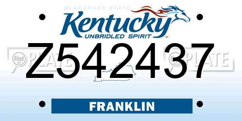 Z542437 Kentucky License Plate