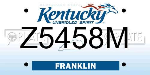 Z5458M Kentucky License Plate