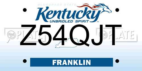 Z54QJT Kentucky License Plate