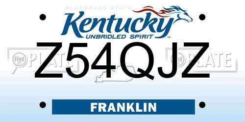 Z54QJZ Kentucky License Plate