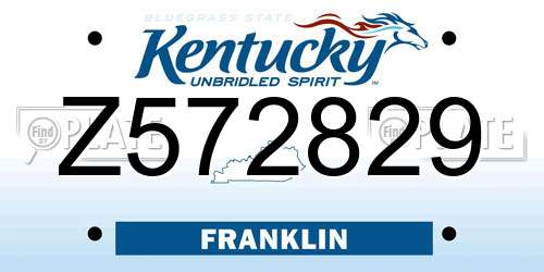 Z572829 Kentucky License Plate