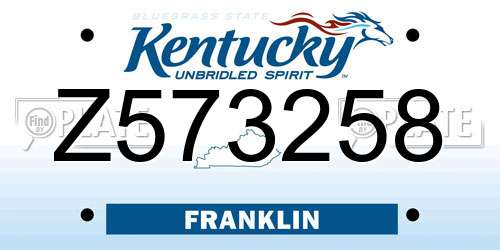 Z573258 Kentucky License Plate