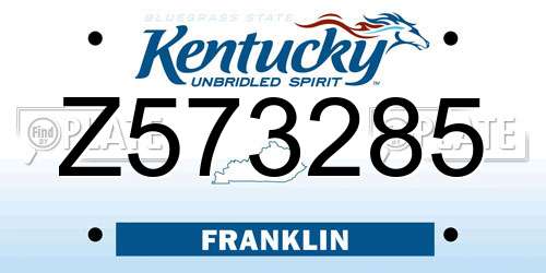 Z573285 Kentucky License Plate