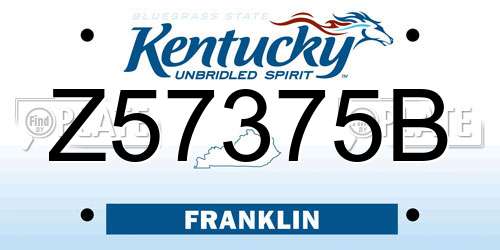 Z57375B Kentucky License Plate