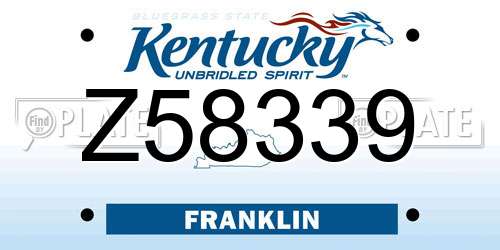 Z58339 Kentucky License Plate