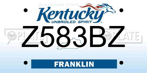 Z583BZ Kentucky License Plate