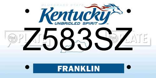 Z583SZ Kentucky License Plate
