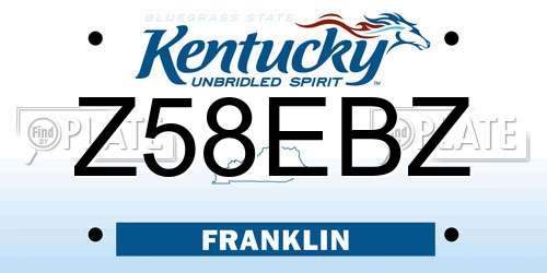 Z58EBZ Kentucky License Plate