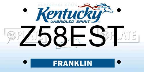 Z58EST Kentucky License Plate