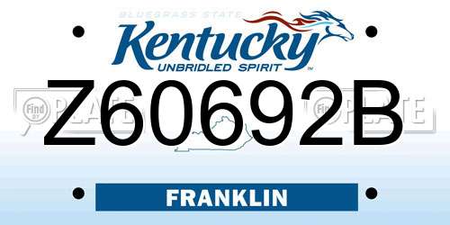 Z60692B Kentucky License Plate