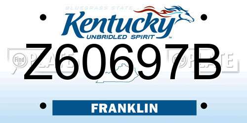 Z60697B Kentucky License Plate