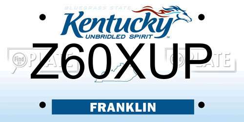 Z60XUP Kentucky License Plate