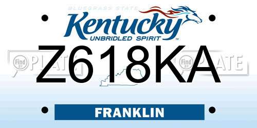 Z618KA Kentucky License Plate