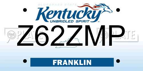 Z62ZMP Kentucky License Plate