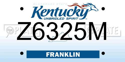 Z6325M Kentucky License Plate