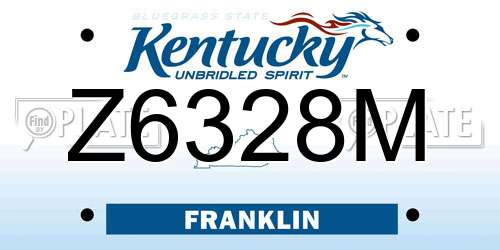 Z6328M Kentucky License Plate