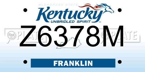 Z6378M Kentucky License Plate