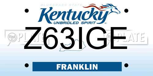 Z63IGE Kentucky License Plate
