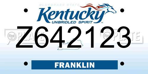 Z642123 Kentucky License Plate