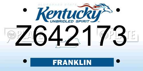 Z642173 Kentucky License Plate