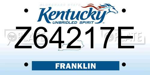 Z64217E Kentucky License Plate