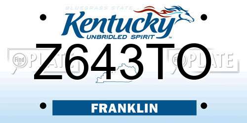 Z643TO Kentucky License Plate