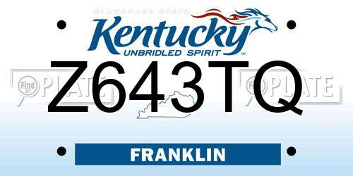 Z643TQ Kentucky License Plate